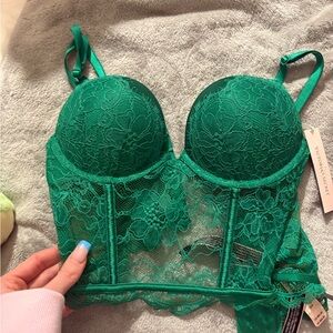 Victoria's Secret Teal Emerald Lace Longline Bra